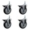Service Caster 5 Inch Black Polyurethane 12 MM Threaded Stem Caster Set with Brake SCC-TS20S514-PPUB-BLK-PLB-M1215-4 - alternate 1